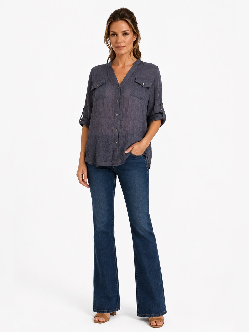 Alfani Navy Blue Button Down Shirt